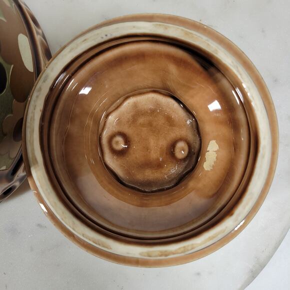 VTG McCoy USA Pottery Canister 10" Tan Green Ditsy Floral Daisy Ceramic Jar - Picture 11 of 16